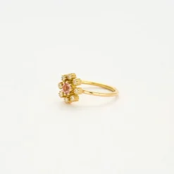 Bague or saphir rose diamants