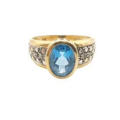 Bague or, topaze et diamants