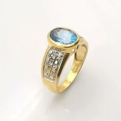 Bague or, topaze et diamants