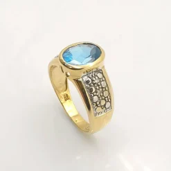 Bague or, topaze et diamants