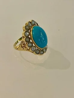 Bague Or Turquoise Perles