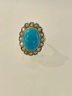 Bague Or Turquoise Perles