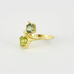 Bague or vert tanzanite
