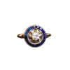 Bague ornée d'un Diamant, entourage de Saphirs calibrés