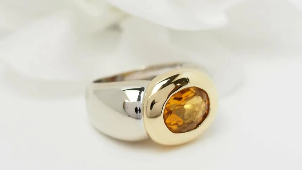 Bague ou citrine bicolore