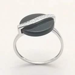 Bague ou onyx et diamant