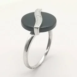 Bague ou onyx et diamant