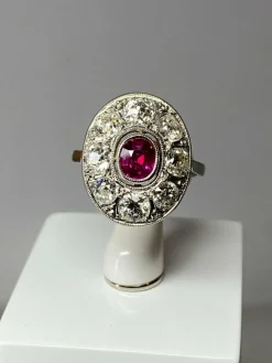 Bague ovale rubis & diamants