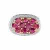 Bague ovale rubis diamants or jaune