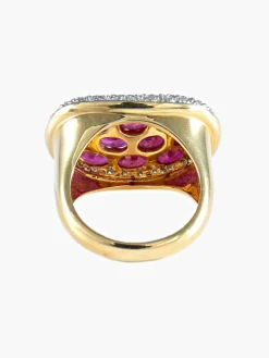 Bague ovale rubis diamants or jaune