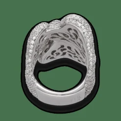 Bague Palmiero Coeurs sertie de 7,50 Cts de diamants brillants en or gris 18k. Taille 53.