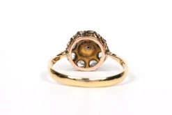Bague panier Art Décor or jaune, perle et diamants