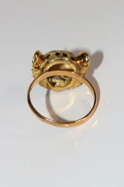 Bague Panthère en Or jaune & émail