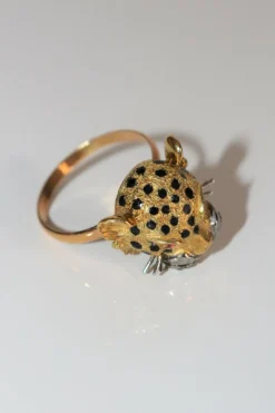 Bague Panthère en Or jaune & émail