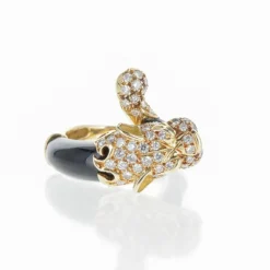 Bague Panthère Or Jaune Diamants et Onyx
