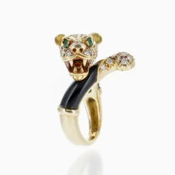 Bague Panthère Or Jaune Diamants et Onyx