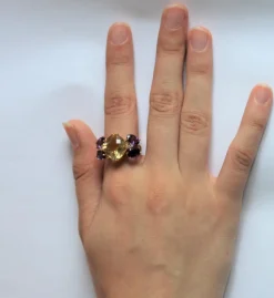 Bague Papillon citrine, améthystes, diamants