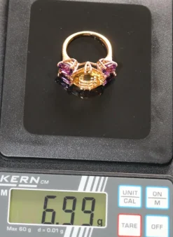Bague Papillon citrine, améthystes, diamants