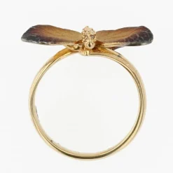 Bague papillon en émail et diamants