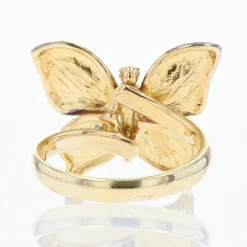 Bague papillon en émail et diamants