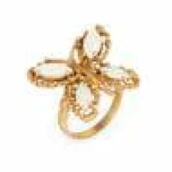 Bague papillon opale vintage des années 70 en or jaune