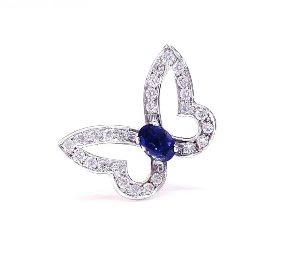 Bague papillon or blanc et diamants