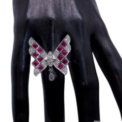 Bague papillon or, rubis, diamants
