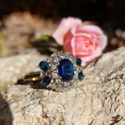 Bague Papillon or saphirs diamants