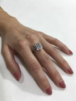 Bague Pavage 9 Diamants Or Blanc