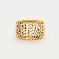 Bague pavage 49 diamants or jaune