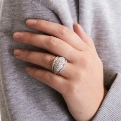 Bague pavage diamant or gris