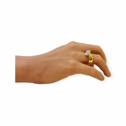 Bague pavage diamants deux ors