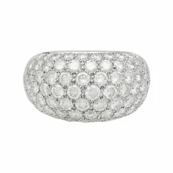Bague pavage en or blanc, diamants.