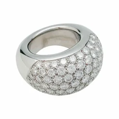 Bague pavage en or blanc, diamants.