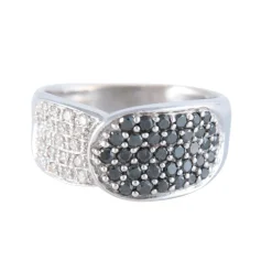 Bague pavée or blanc onyx et diamants