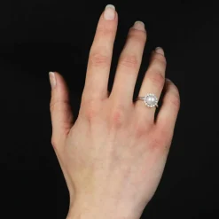 Bague perle de culture Akoya et diamants or blanc