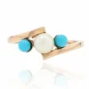 Bague perle de culture et perles de turquoise