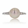 Bague perle de culture et diamants ancienne
