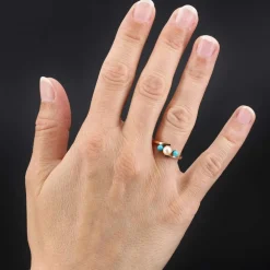 Bague perle de culture et perles de turquoise