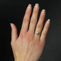 Bague perle de culture et diamants ancienne