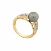 bague perle de tahiti & 36 diamants 0.32 ct 53 or 18k 5.6 gr