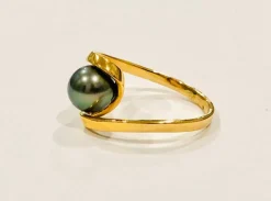 Bague perle de Tahiti or jaune