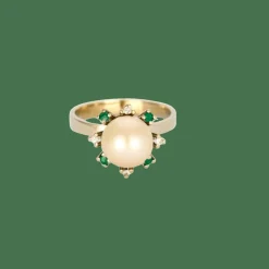 Bague perle diamants