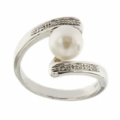 Bague perle diamants