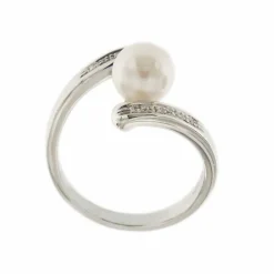 Bague perle diamants