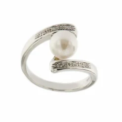 Bague perle diamants