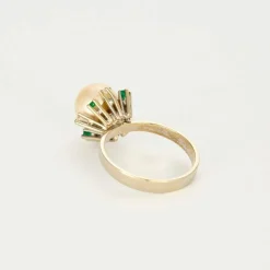 Bague perle diamants