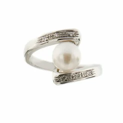 Bague perle diamants
