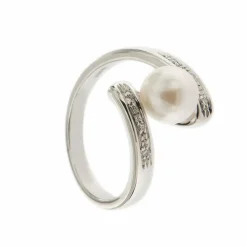 Bague perle diamants