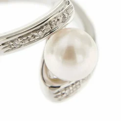 Bague perle diamants